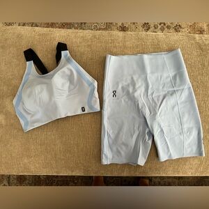 On cloud biker shorts and sports bra set